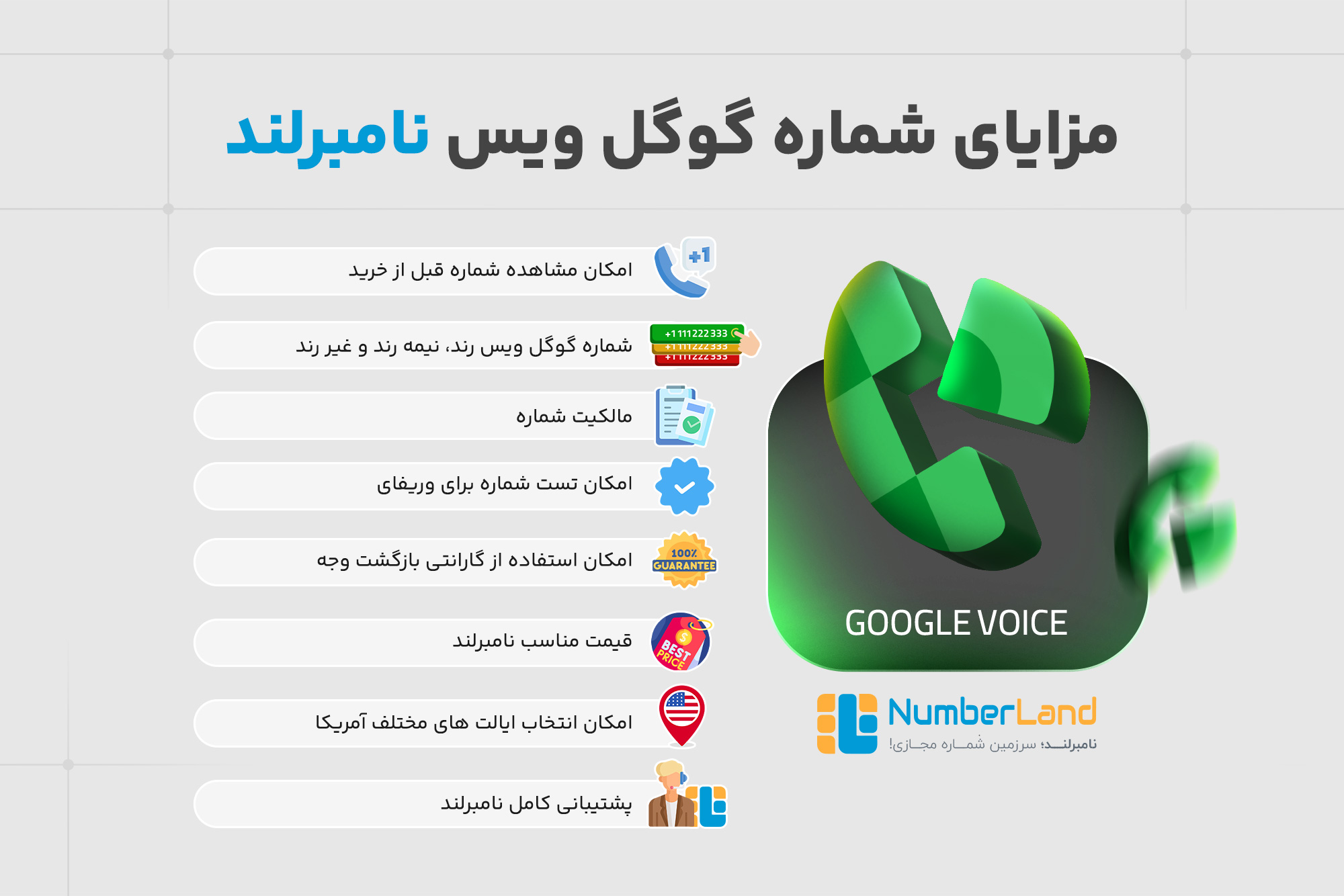 خرید گوگل ویس از نامبرلند